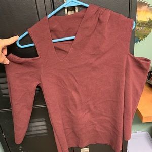 Asymmetrical shoulder cut out sweater